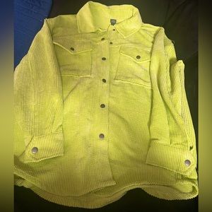 NWT Women’s wild fable corduroy neon green button up S